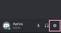 Discordウィンドウ下部に表示されているユーザーネーム右側の、歯車ボタンをクリック