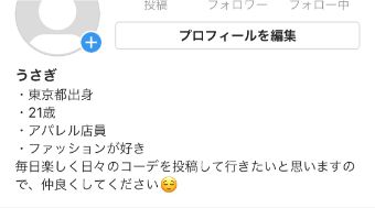 インスタのプロフィール