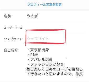インスタのプロフィールの『ウェブサイト』にURLを貼る