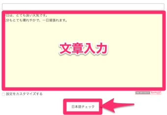 TOPページ下側の文章入力枠に、チェックしたい文章を入力