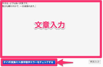 TOPページ下側の文章入力枠に、チェックしたい文章を入力