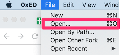 Fileのメニューから「Open」を選択