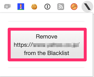 もう一度Blacklistのアイコンをクリックし、「Remove from the Blacklist」をクリック