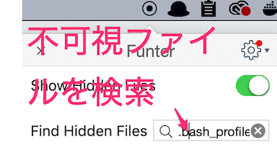 Funterの「Find Hidden Files」の検索欄に検索したい隠しファイル名を入力