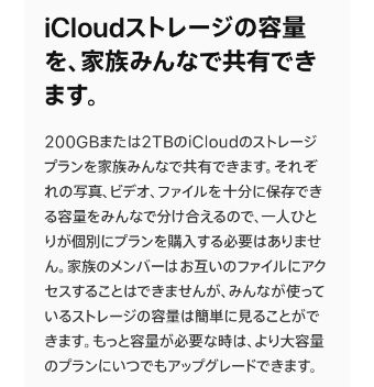 ファミリー共有のiCloudストレージ