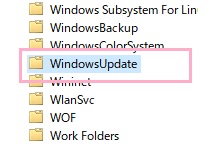 左側のフォルダツリーから「タスクスケジューラライブラリ」→「Microsoft」→「Windows」の順に展開して「WindowsUpdate」フォルダを開く