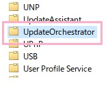 左側のフォルダツリーから「タスクスケジューラライブラリ」→「Microsoft」→「Windows」の順に展開して「UpdateOrchestrator」フォルダを開く