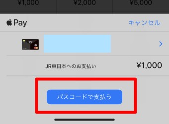 「パスコードで支払う」を選択