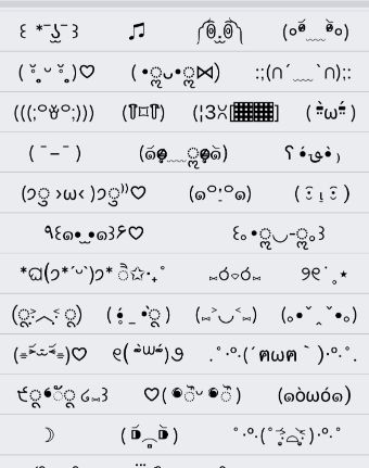 たくさんの顔文字が表示