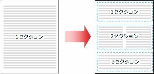 セクション区切りで２段に段組み