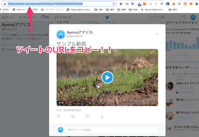 ブラウザのアドレスバーのURLをコピー