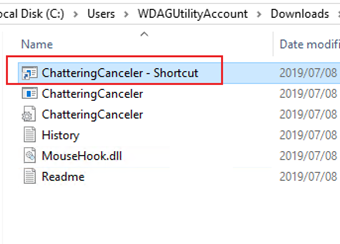 ChatteringCancelerのショートカットを作成