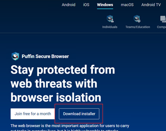 公式サイトにアクセス後、[Download installer]をクリック