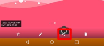 共有したい写真の下にある共有のマークをタップ