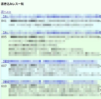 書き込みレス一覧