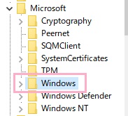 レジストリエディターが開くので、フォルダツリーを「HKEY_LOCAL_MACHINE」→「SOFTWARE」→「Policies」→「Microsoft」の順に展開して、「Windows」を右クリック