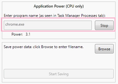 Power欄にそのアプリケーションの消費電力が表示
