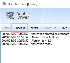 ウィンドウ上部に表示されているメニューの中から「Backup」をクリック