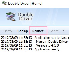 ウィンドウ上部に表示されているメニューの中から「Restore」をクリック
