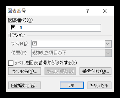 図表番号のダイアログボックスが表示