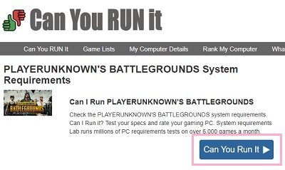 「Can You Run It」ボタンをクリック