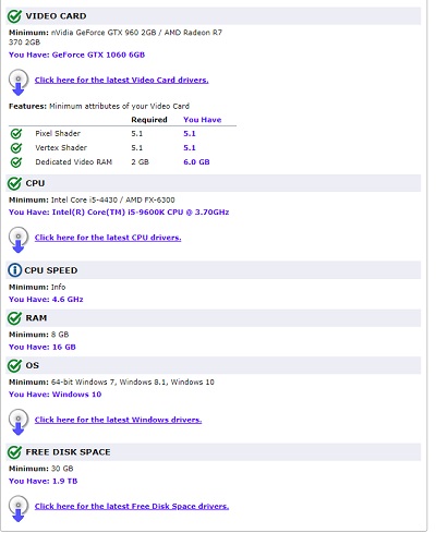 詳細な結果が表示