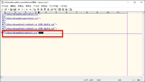 メモ帳を開きペースト（貼り付け）