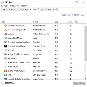 ​​​​​​​一覧から「SynTPEnh.exe」をクリックして選択したら、ウィンドウ右下の「無効にする」をクリック