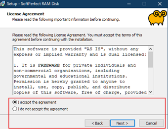 [I accept the agreement]にチェックを入れて[Next]をクリック