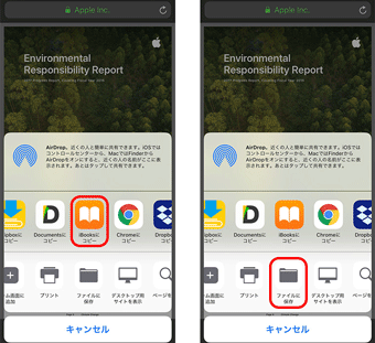 iBooksとファイルに保存でPDF化