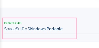 「DOWNLOAD SpaceSniffer Windows Portable」をクリック