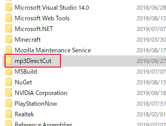 フォルダ一階層を1つ登ってmp3DirectCutフォルダごと削除