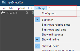 ウィンドウ上部の[Settings]をクリックして[Cofigure...]を選択