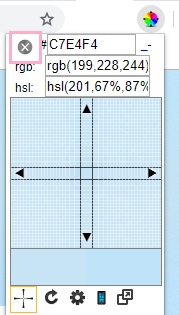 拡張機能アイコンをクリックしてカラーコードの左側にある×ボタンをクリック