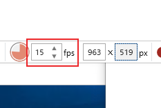 ツールバー中央付近にある[fps]