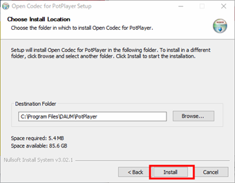 何も変更せず[Install]を押す