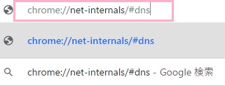 Google Chromeを起動してアドレスバーに「chrome://net-internals/#dns」と入力