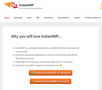 InstantWP公式サイト