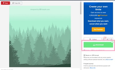 右側にダウンロードボタン