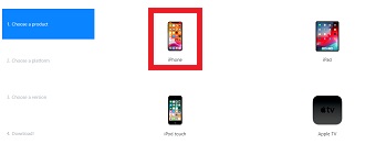 OSのファームウェアダウンロードページからダウングレードしたい端末をクリック