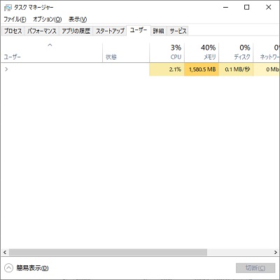 「ユーザー」タブ