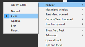 [Regular]の透明化設定を[Clear]