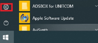 Windowsマークをクリックし、メニューが表示されたら歯車をクリック