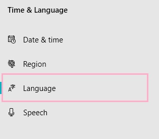 設定画面が表示されるので、左側メニューの「Language」をクリック