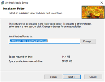 インストール先の設定