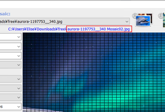詳細なファイル名はAndreaMosaicのプレビュー画像の上に表示