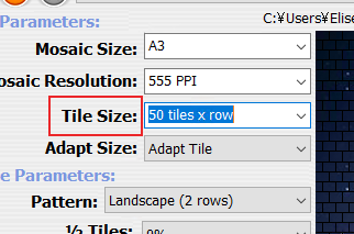 オプションの「Tile Size」を編集