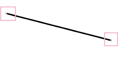 直線を引いた直後に、直線の始点と終点に四角のボックスが表示