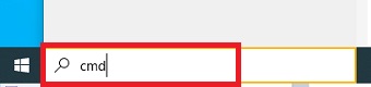 スタートボタンの横にある検索BOXに「cmd」と入力