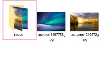画像があるフォルダ内に「resize」フォルダが作成される